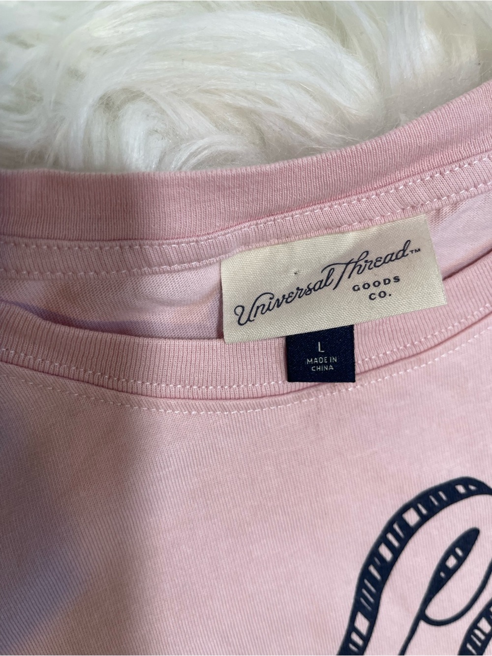 Universal Thread Pink Tee with Navy Script - Picture 5 of 5